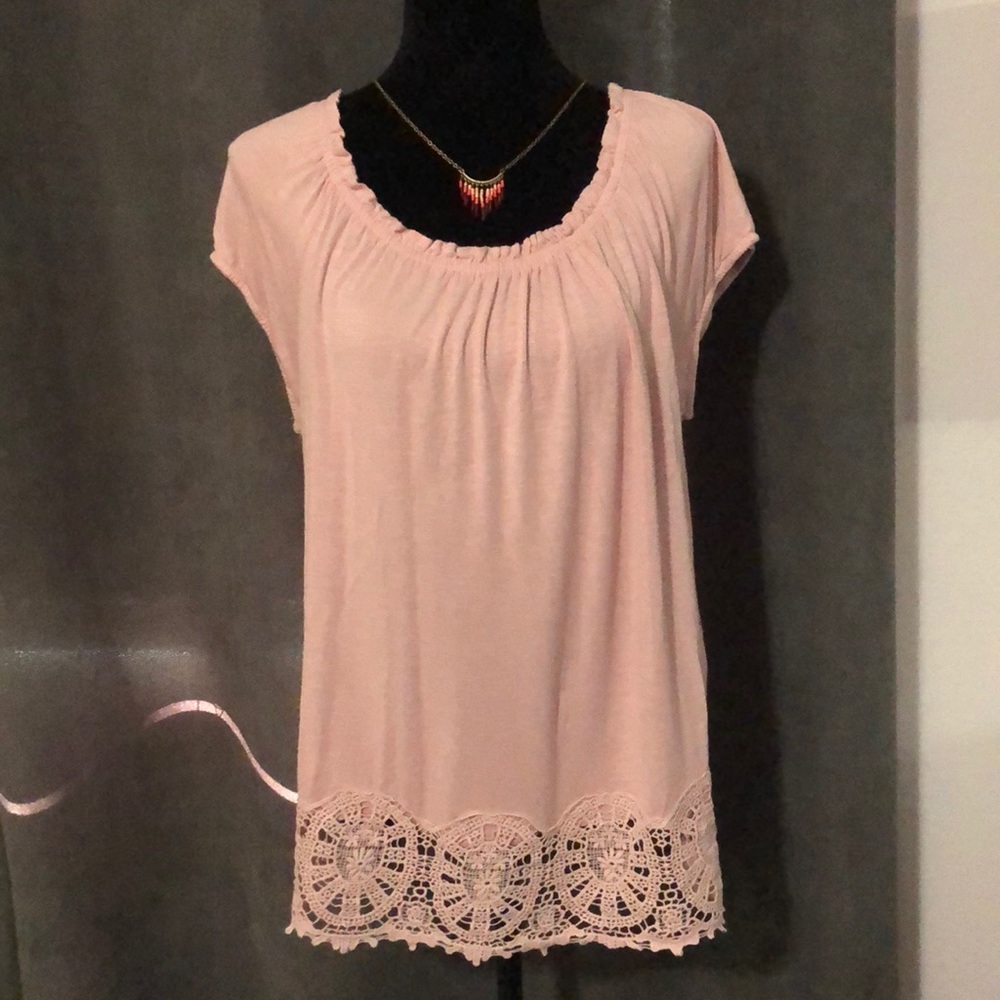 Adiva XL pink lace blouse